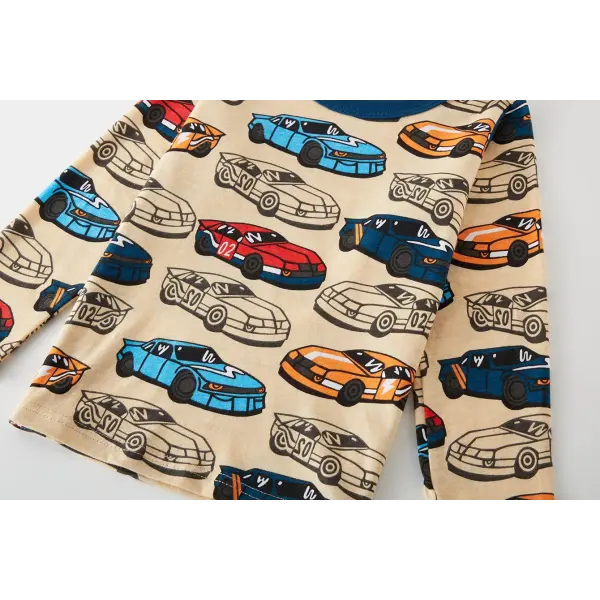 100% Cotton Kids Pajama Set – Cartoon Car Sleepwear for Boys 1-8 Years