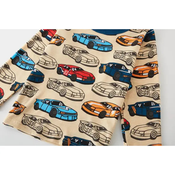 100% Cotton Kids Pajama Set – Cartoon Car Sleepwear for Boys 1-8 Years