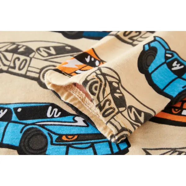 100% Cotton Kids Pajama Set – Cartoon Car Sleepwear for Boys 1-8 Years