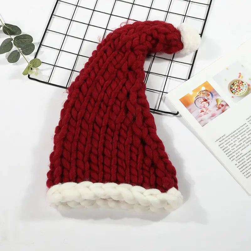 Christmas Plush Hat With Pompom Cute Winter Hat For Women Men Child - Wine red / Adult - Winter Hat