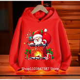 Christmas Santa Claus Hoodies Print Sweatshirts Boys Girls Unisex Hooded Sweatshirt Kids Fashion Cartoons Oversized