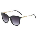 Square Cycling Sunglasses Alloy Frame Retro Gradient - black
