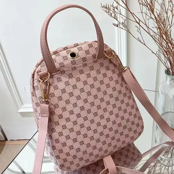 Classic Women Backpack PU Leather Fashion School Bags Female - China Mainland / Pink