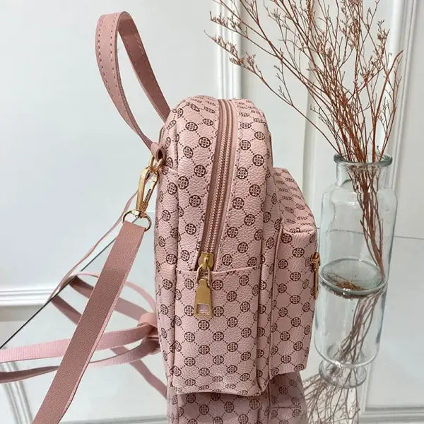 Classic Women Backpack PU Leather Fashion School Bags Female - China Mainland / Pink