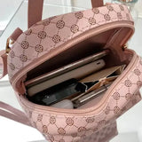 Classic Women Backpack PU Leather Fashion School Bags Female - China Mainland / Pink