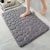 Cobblestone Embossed Bath Mat Microfiber – Absorbent Quick Drying Rug - Navy Blue / 40x60cm