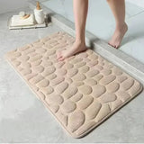 Cobblestone Embossed Bath Mat Microfiber – Absorbent Quick Drying Rug - Navy Blue / 40x60cm