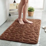 Cobblestone Embossed Bath Mat Microfiber – Absorbent Quick Drying Rug - Navy Blue / 40x60cm