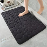Cobblestone Embossed Bath Mat Microfiber – Absorbent Quick Drying Rug - Navy Blue / 40x60cm
