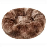 Comfortable coral fleece round pet bed for furry friend