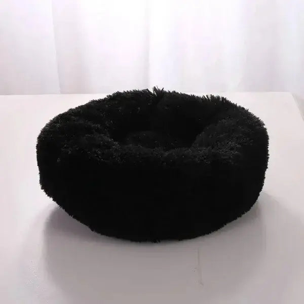 Comfortable Coral Fleece Round Pet Bed for Your Furry Friend - Black / 40CM