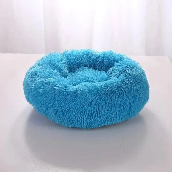 Comfortable Coral Fleece Round Pet Bed for Your Furry Friend - Blue / 40CM