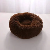 Fluffy comfortable coral fleece round pet bed for furry friend