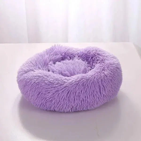 Comfortable Coral Fleece Round Pet Bed for Your Furry Friend - Purple / 40CM