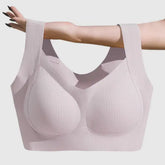 Comfortable One-piece Traceless Fixed Cup Women’s Underwear Beautiful Back Sports Vest Sleep Large Size Bra Thin - pink