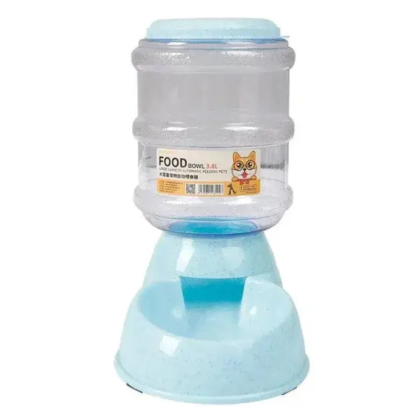 Convenient Hydration Dog Feeder with Plastic Water Bottle - Feeder Blue