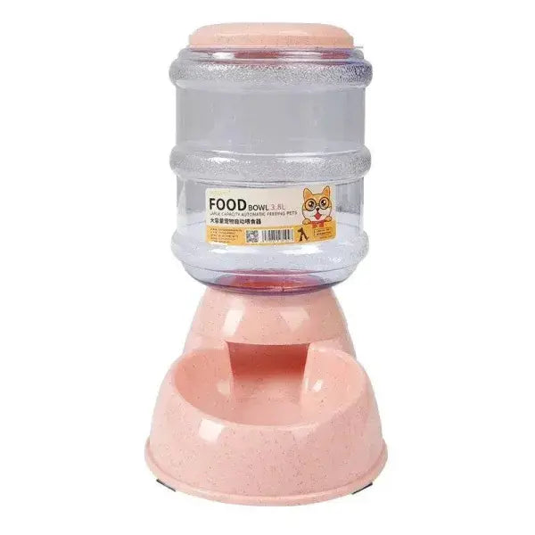 Convenient Hydration Dog Feeder with Plastic Water Bottle - Feeder Pink
