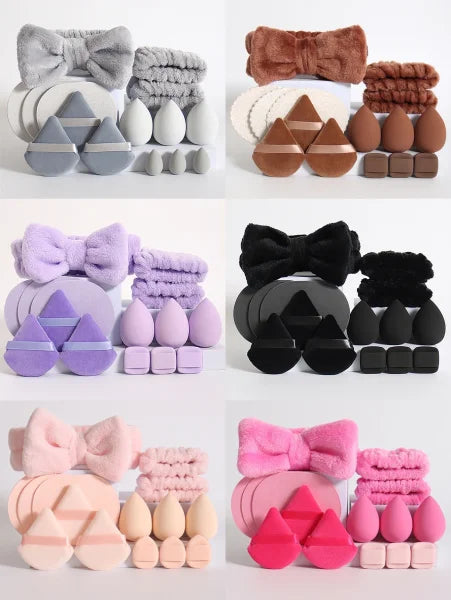 Cosmetic Puff Makeup Sponge Blender – Beauty Egg & Foundation Sponges with Wristband & Headband - Himpall