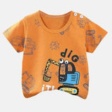 Cotton Cartoon Summer T-Shirts for Kids 4T-5T - Excavator / 8T