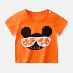 Orange Mickey Mouse sunglasses cotton cartoon summer t-shirt 4T-5T