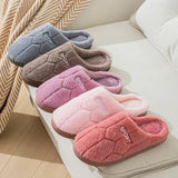 Cotton Slippers for Women in Autumn and Winter Indoor Thick-Soled Warm Non-Slip Home Slippers for Couples Cute Plush