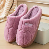 Cotton Slippers for Women in Autumn and Winter Indoor Thick-Soled Warm Non-Slip Home Slippers for Couples Cute Plush