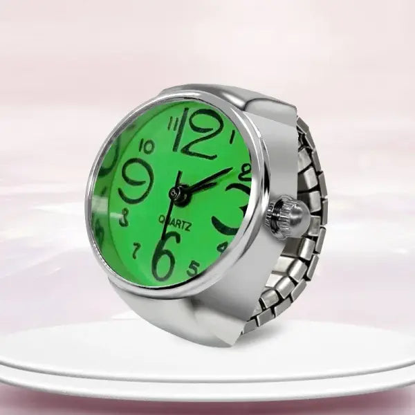 Creative Ring Watch Alloy Circular Dial Fashion Accessory - green