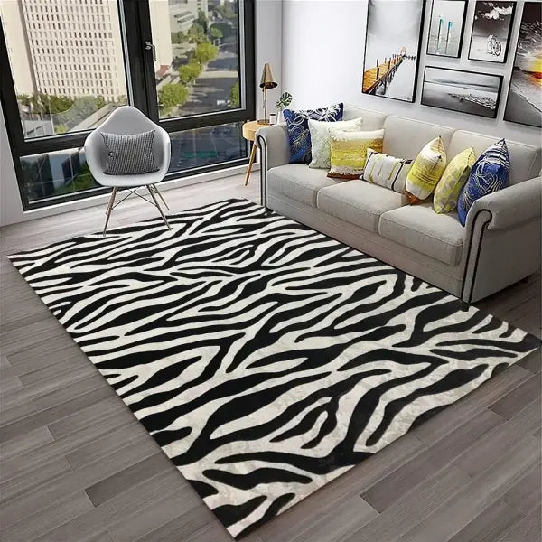 Crystal velvet carpet3D Colorful Zebra Stripe Pattern Carpet Rug for Home Living Room Bedroom Sofa Doormat Decor,kid