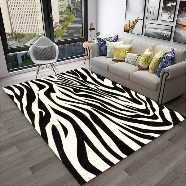 Crystal velvet carpet3D Colorful Zebra Stripe Pattern Carpet Rug for Home Living Room Bedroom Sofa Doormat Decor,kid
