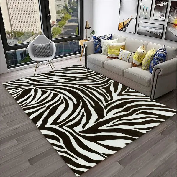 Crystal velvet carpet3D Colorful Zebra Stripe Pattern Carpet Rug for Home Living Room Bedroom Sofa Doormat Decor,kid