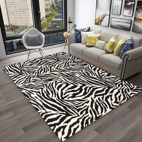 Crystal velvet carpet3D Colorful Zebra Stripe Pattern Carpet Rug for Home Living Room Bedroom Sofa Doormat Decor,kid