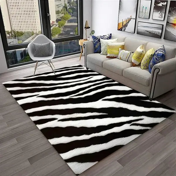 Crystal velvet carpet3D Colorful Zebra Stripe Pattern Carpet Rug for Home Living Room Bedroom Sofa Doormat Decor,kid