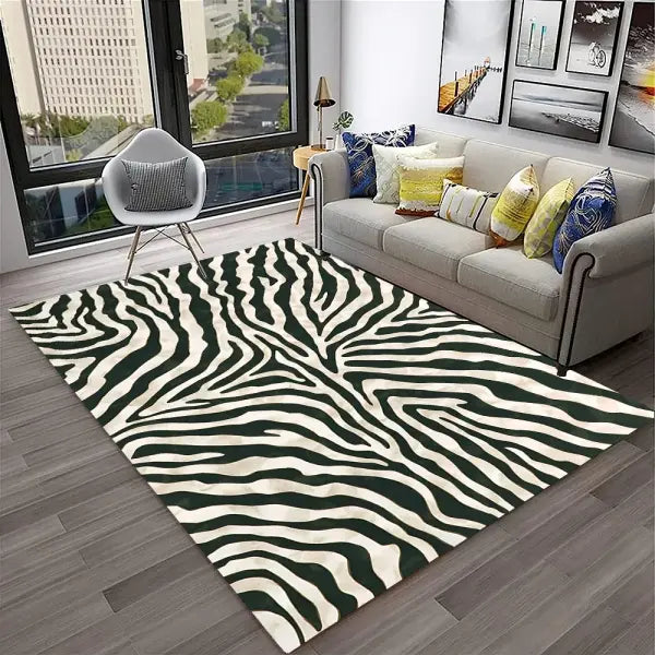 Crystal velvet carpet3D Colorful Zebra Stripe Pattern Carpet Rug for Home Living Room Bedroom Sofa Doormat Decor,kid