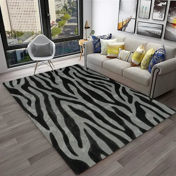 Crystal velvet carpet3D Colorful Zebra Stripe Pattern Carpet Rug for Home Living Room Bedroom Sofa Doormat Decor,kid