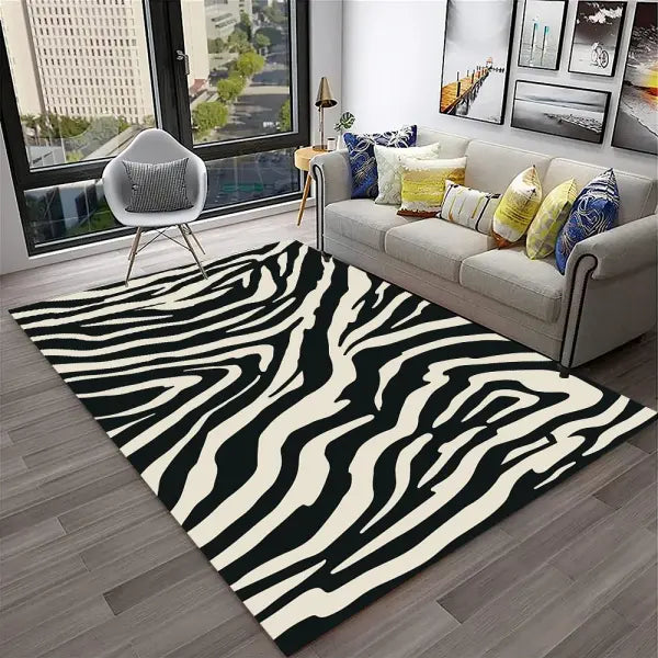 Crystal velvet carpet3D Colorful Zebra Stripe Pattern Carpet Rug for Home Living Room Bedroom Sofa Doormat Decor,kid