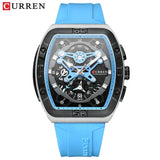 CURREN Brand Quartz Wristwatches Silicone Luminous Hands Casual Style - sky blue