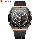 CURREN Brand Quartz Wristwatches Silicone Luminous Hands Casual Style - black