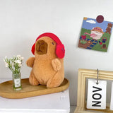 Cute Capybara Toy Head Cover and Soft Couple Keychain Pendant - Red