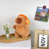 Cute Capybara Toy Head Cover and Soft Couple Keychain Pendant - Orange