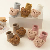 Cute Cartoon Bear Baby Socks – Winter Soft Cotton Anti-Slip Socks for Boys & Girls Newborn & Toddler