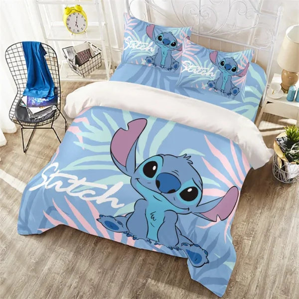 Cute Stitch Cartoon Duvet Cover - 3D Anime Kids Bedding Set - Himpall