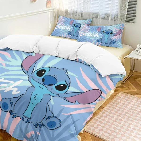 Cute Stitch Cartoon Duvet Cover - 3D Anime Kids Bedding Set - Himpall