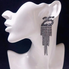 Digital Rhinestone Letter Earrings for Women’s Fashion Accessory 2025 - Himpall