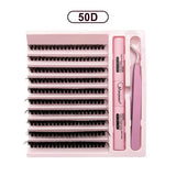 200 PCS Clusters DIY Lashes Extension Kit with Bond and Seal - Pink 50D-3kit