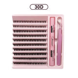 200 PCS Clusters DIY Lashes Extension Kit with Bond and Seal - Pink 30D-3kit
