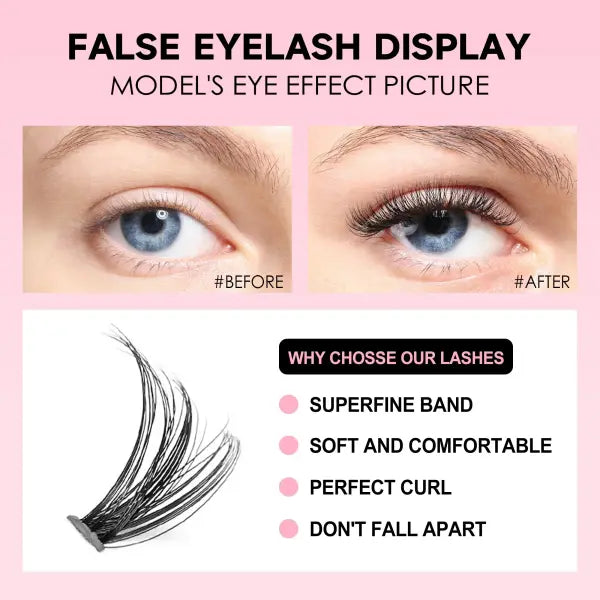 200 PCS Clusters DIY Lashes Extension Kit with Bond and Seal