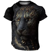 Domineering Lion 3D Print T-Shirt for Men – Summer Casual Oversized Streetwear Harajuku Short Sleeve Top - TX-BZ03 / XXL