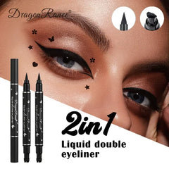 Dragon Ranee Double-Head Star Seal Eyeliner – Waterproof, Non-Smudging, Heart Plum Embellished Eye Tail Eyeliner for Novices - Himpall