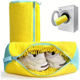 Durable Shoe Washing Machine Bag for All Shoe Types-Yellow with Blue Zipper,Ideal for Sneakers and Casual Shoes,Laundry