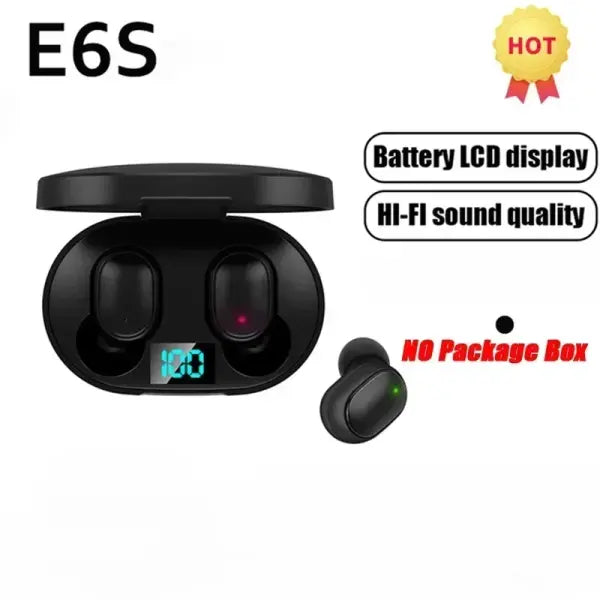 E6S Earbuds Noise Cancelling True Wireless Connectors - black